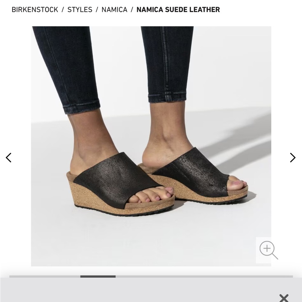 Birkenstock Namica Suede Leather Black Wedge Sandals
